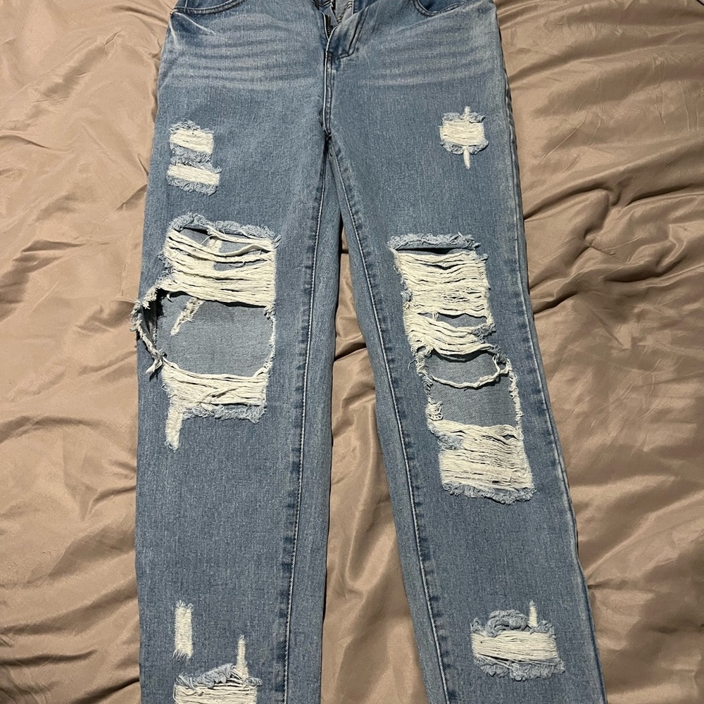 Distressed Blue Jeans